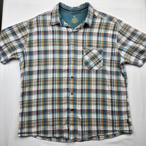 KÜHL Men's XXL Organic Cotton Plaid Short Sleeve Button Down Shirt Outdoor